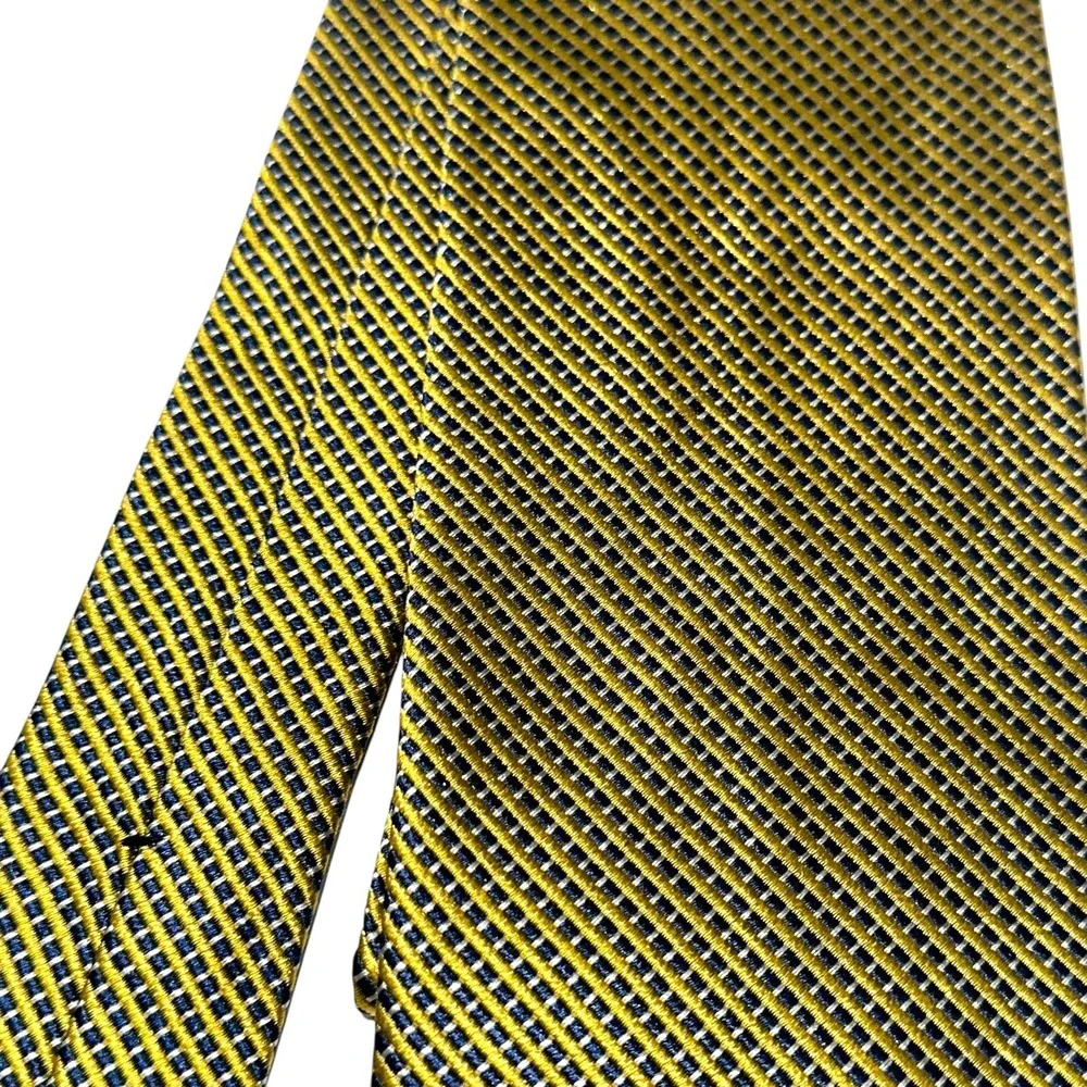 Brooks Brothers 346 Tie 100% Silk Yellow Blue‎ Geometric - Made in USA